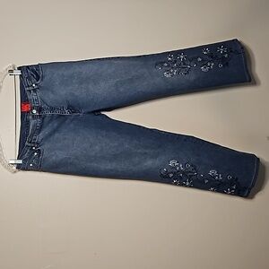 V Cristina Boho Embroidered straight leg/slight bootcut Jeans size 12 EUC